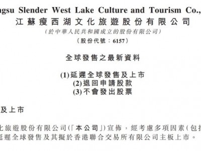 配資網查詢：瘦西湖文旅上市前三天“急剎車”，港股IPO“冷靜期”再添一例